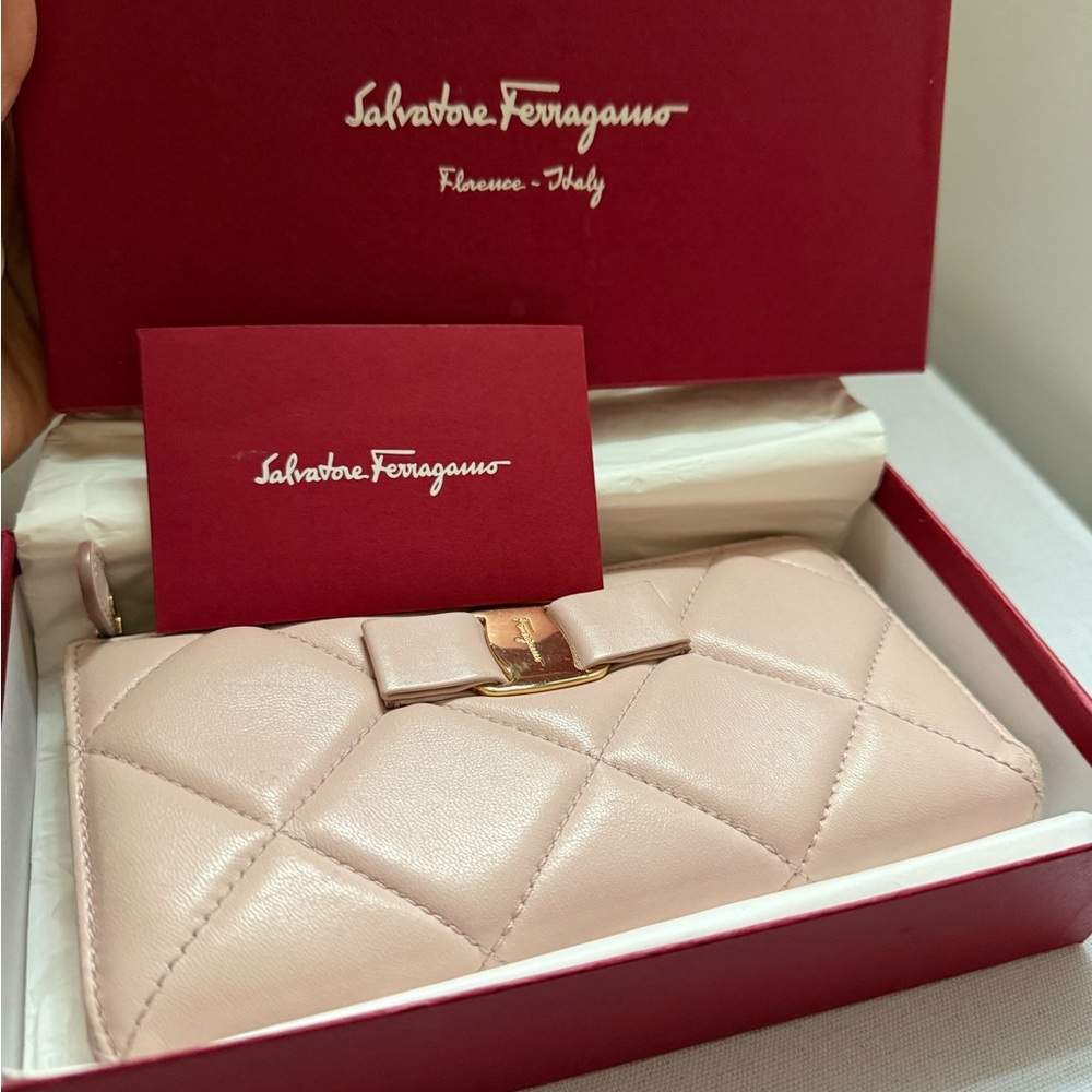 Salvatore Ferragamo Blush Quilted Wallet Long